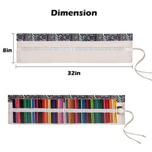 Surblue Canvas Pencil Case Pencil Roll Wrap with 72 Slots Coloring Pencil Holder Organizer Paint Brush Storage Pouch Portable for Artist,Writer (Multicolour