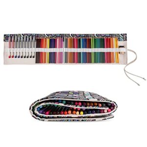 Surblue Canvas Pencil Case Pencil Roll Wrap with 72 Slots Coloring Pencil Holder Organizer Paint Brush Storage Pouch Portable for Artist,Writer (Multicolour