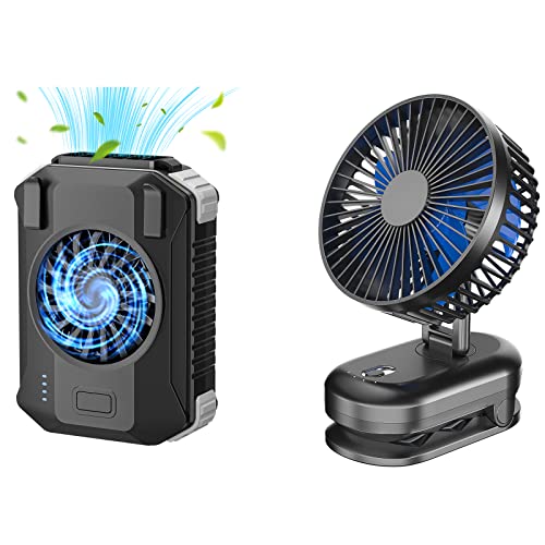 HandFun 10000mAh Portable Waist Clip Fan & 5000mAh Oscillating Stroller Fan