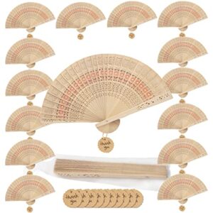 60 pieces wooden handheld folding fans with gift bag,abanicos de mano fans for weddings hand fan foldable abanicos de mano para fiesta wedding fans for guests