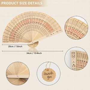 60 Pieces Wooden Handheld Folding Fans with Gift Bag,Abanicos De Mano Fans for Weddings Hand Fan Foldable Abanicos De Mano para Fiesta Wedding Fans for Guests