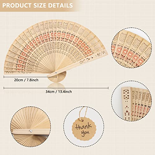 60 Pieces Wooden Handheld Folding Fans with Gift Bag,Abanicos De Mano Fans for Weddings Hand Fan Foldable Abanicos De Mano para Fiesta Wedding Fans for Guests