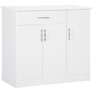 homcom sideboard buffet cabinet, coffee bar cabinet, kitchen cabinet with drawer, doors and adjustable shelves for living room, kitchen, entryway, white