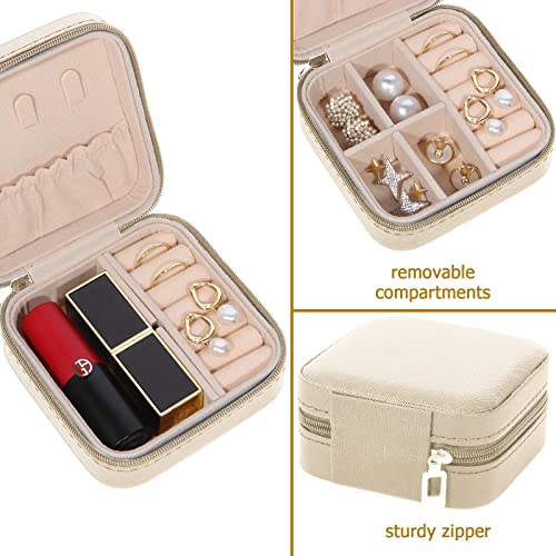 Shmiay.ML Jewelry Case, Small Travel Jewelry Organizer, Portable Jewelry Box Travel Mini Storage Portable Display Storage Box For Rings Earrings Necklaces Gifts, White