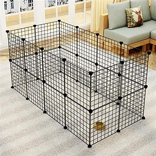 Pet Playpen, Small Animal Cage Indoor Portable Metal Wire Yard Fence for Small Animals, Guinea Pigs, Rabbits Kennel Crate Fence Tent Black 24pcs (and 8pcs for Free)