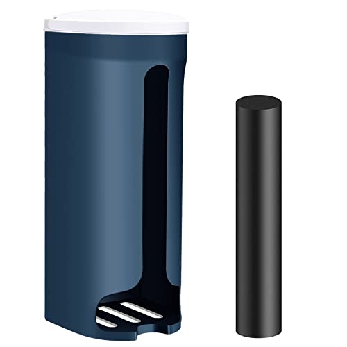 Grocery Plastic Bag Holder and Dispenser for Plastic Bags Wall Mount or Adhesive with 1 Roll Black Trash Bags Garbage Bags, Grocery Bag Holder Cabinet Bag Saver for Plastic Bags Kitchen (Blue)