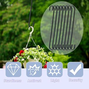 TUCEWP 8 Pack 12 Inch Large S Hooks Black Heavy Duty Hooks for Hanging Plants Long Metal Hook Hanger S Shaped Hooks for Hanging Closet，Pots and Pans，Basket,Bird Feeders, Garden Indoor Outdoor