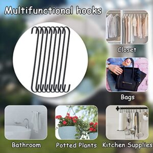 TUCEWP 8 Pack 12 Inch Large S Hooks Black Heavy Duty Hooks for Hanging Plants Long Metal Hook Hanger S Shaped Hooks for Hanging Closet，Pots and Pans，Basket,Bird Feeders, Garden Indoor Outdoor