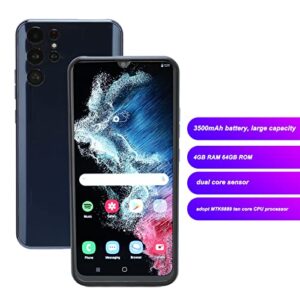 S22 Ultra Pro Unlocked Smartphone for Android 11, 6.52in Unlocked Cell Phone, FHD Face ID 4GB 64GB 128GB Expandable Supported Mobile Phone Dual SIM, 10 Core CPU, 3500mAh, 5MP 8MP Dual Camera(Blue)