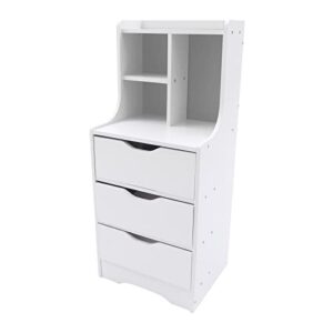 modern nightstand high bedside table, multifunctional bedside cabinet white bedroom storage side table with open shelf for indoor room storage (3 drawers) (3 drawers)