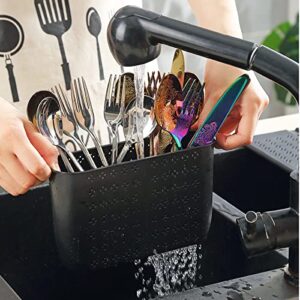 Berglander Dish Drying Rack Over The Sink, L17.5 by W 15" Rollable Stainless Steel Dish Rack with Removable Storage Basket, Perfect for Kitchen Sink