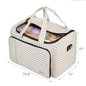 HOMEST Yarn Storage Bag, Knitting Tote with Removable Inner Dividers, Ripple