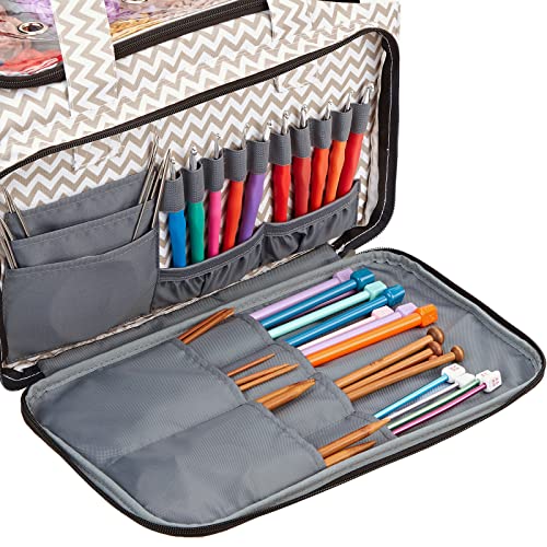 HOMEST Yarn Storage Bag, Knitting Tote with Removable Inner Dividers, Ripple