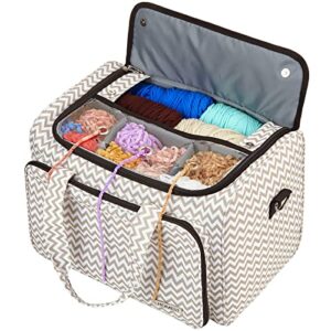 HOMEST Yarn Storage Bag, Knitting Tote with Removable Inner Dividers, Ripple