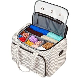 HOMEST Yarn Storage Bag, Knitting Tote with Removable Inner Dividers, Ripple