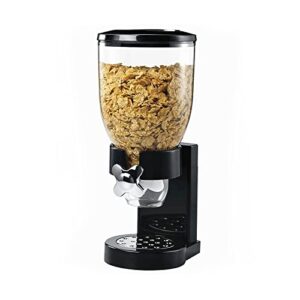 qulable dry food dispenser, grain storage bin, 3.5l oat dispenser countertop, candy dispenser, dispense with controlled amount for rice beans cereal nuts snack breakfast（black）