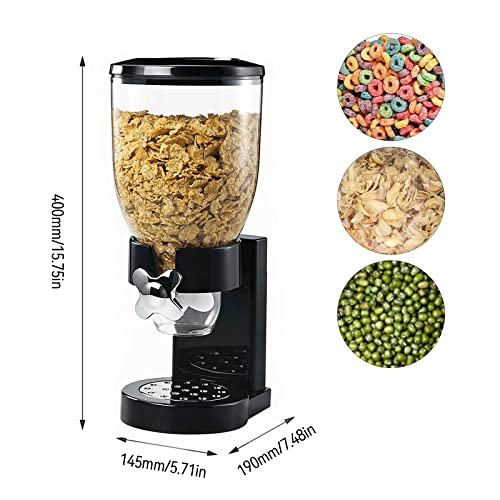 Qulable Dry Food Dispenser, Grain Storage Bin, 3.5L Oat Dispenser Countertop, Candy Dispenser, Dispense with controlled amount for Rice Beans Cereal Nuts Snack breakfast（black）