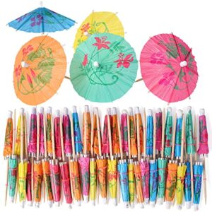 [200 pcs] cocktail drink umbrella picks toothpicks - colorful paper toothpicks cocktail umbrellas for luau parasols hawaiian tiki party decorations