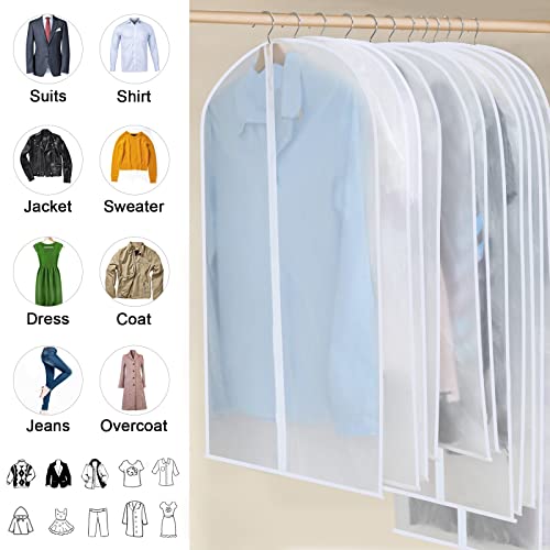 YYDSLEE Garment Bags for Hanging Clothes, Set of 12 Suit Bags Dust-Proof Clothes Cover Bags PEVA Moth-Proof Breathable Clothes Protectors with Full Zipper for Closet Storage, 24” x 40”/47”/55”