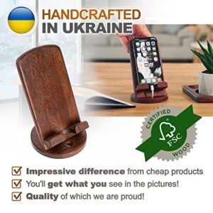 TESLYAR Wooden Cell Phone Stand Holder Portable Nightstand Organizer Men Husband Wife Anniversary Dad Birthday Purse Father Graduation Male Travel Idea Gadgets