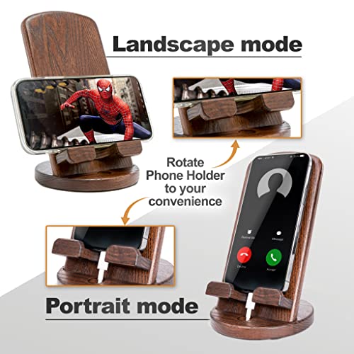 TESLYAR Wooden Cell Phone Stand Holder Portable Nightstand Organizer Men Husband Wife Anniversary Dad Birthday Purse Father Graduation Male Travel Idea Gadgets