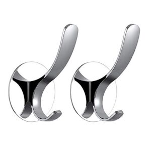 jastt towel hook no screw self adhesive bathroom robe hook door 304 stainless steel rack coat hooks no drill clothes hook for kitchen bath hooks wall mount with glue morden shower hook 2 packs silver