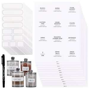 245pcs home laundry cleaning linens printed labels minimalist kitchen bathroom labels for storage easy read - writable waterproof labels stickers with pen(jars not included )