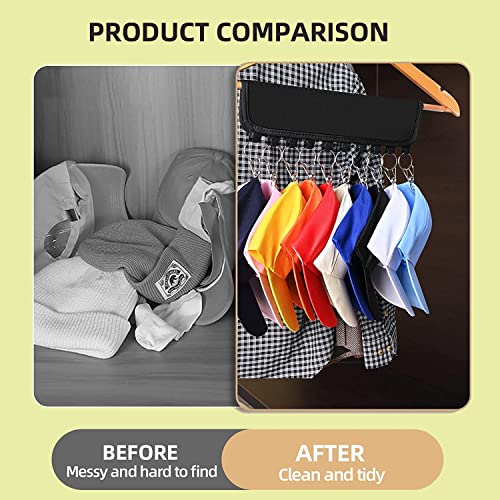 QH7 Cap Organizer Hanger, Hat Holder, Hat Organizer Change Your Ordinary Hanger to Cap Organizer Hanger,Multifunctional Nail Free Key Holder for Wall, Necklace Holder,Room Closet, Wardrobe