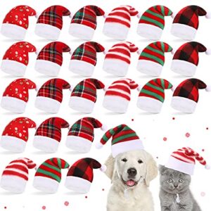 24 pieces dog santa hat cute pet santa hat costume santa hat for cat christmas hat for cat holiday party costumes for cats dogs pets puppies christmas party outfit supplies (mixed pattern)