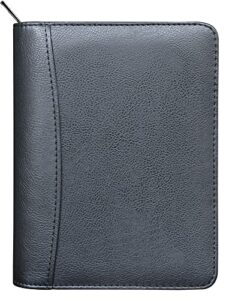 fan&ran zippered planner organizer, simulated leather undated start set, personal size, black