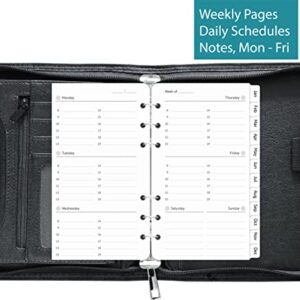 Fan&Ran Zippered Planner Organizer, Simulated Leather Undated Start Set, Personal Size, Black