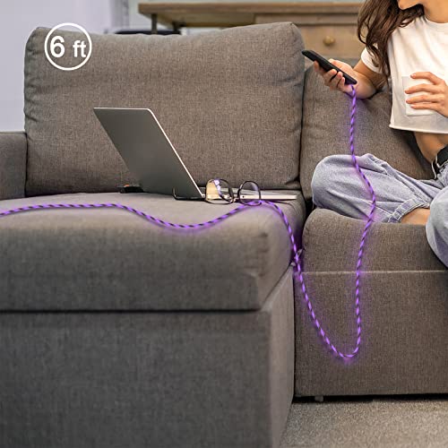 Light up iPhone Charger Cord, LED Lightning Cables 1 Pack | Apple MFi Certified | USB Fast Charging Cord for Apple iPhone 13 12 11 Pro Max XR XS X/8Plus/7Plus/6Plus/5s/iPad More (6FT, Purple)