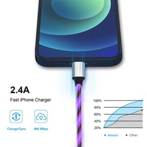 Light up iPhone Charger Cord, LED Lightning Cables 1 Pack | Apple MFi Certified | USB Fast Charging Cord for Apple iPhone 13 12 11 Pro Max XR XS X/8Plus/7Plus/6Plus/5s/iPad More (6FT, Purple)