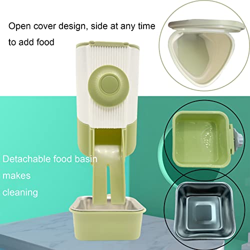 MUYG Rabbit Hanging Automatic Feeder Pets Food Bowl for Cages Pet Cage Gravity Feeder Bunny Removable​ Food Dispense for Small Animals Puppies Chinchilla (Green)