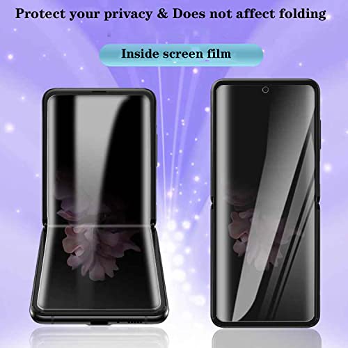 3 Pack Privacy Screen Protector Compatible with Samsung Galaxy Z Flip 4 5G 2022,Anti-Peep 1PCS Outside Screen Protector+1PCS Inside Screen Protector+1PCS Side Protector Film For Z Flip 4 5G Smooth
