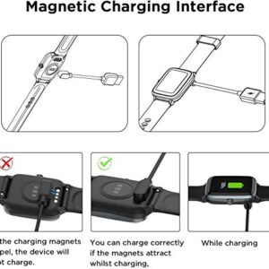 Compatible with AMAZTIM C20 Smartwatch Charger, Magnetic USB Charging Cable Replacement Charger Compatible for Kospet Tank M1 Pro/C20 Military Watch/C16 Military Watch (2 Pack-Black+Black)