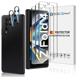 aacl [3 pack galaxy z fold 4 screen protector tempered glass [front screen only]+ [2 pack] camera lens protector for samsung galaxy z fold 4 5g,anti scratch,hd clear,bubble free [case friendly]