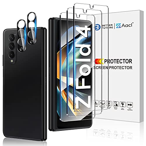 AACL [3 Pack Galaxy Z Fold 4 Screen Protector Tempered Glass [Front Screen Only]+ [2 Pack] Camera Lens Protector for Samsung Galaxy Z Fold 4 5g,Anti Scratch,Hd Clear,Bubble Free [Case Friendly]