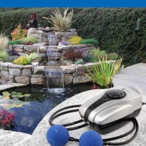 Pond Aeration Kit – AquaMiracle Pond Air Pump Kit Koi Pond Aerator for Pond up to 1000 Gallons Pond Deicer All-in-One Pond Aeration System with Double Outlet Airline Tubing Air Stones Check Valves
