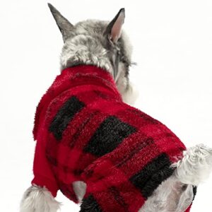 Fitwarm Dog Turtleneck Plaid Sweater, Winter Pajamas, Dog Clothes for Small Dogs Girl Boy, Christmas Pet Coat, Cat Apparel, Red, Large