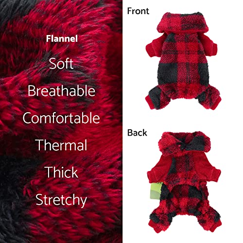 Fitwarm Dog Turtleneck Plaid Sweater, Winter Pajamas, Dog Clothes for Small Dogs Girl Boy, Christmas Pet Coat, Cat Apparel, Red, Large