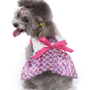 MSNFOASM Pet Clothes Dog Cat Tutu Dress Skirt for Dog Girl Boy Xmas Pet Costumes for Christmas Thanksgiving Holiday(Pink Mermaid,M)