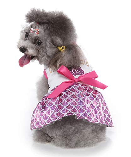 MSNFOASM Pet Clothes Dog Cat Tutu Dress Skirt for Dog Girl Boy Xmas Pet Costumes for Christmas Thanksgiving Holiday(Pink Mermaid,M)