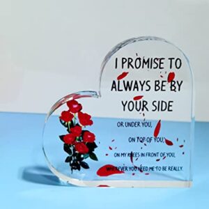 Acrylic Heart Gift for Lover Romantic Plaque Inspirational Quotes Gift for Wedding Birthday Anniversary Table Decoration (love)