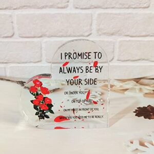 Acrylic Heart Gift for Lover Romantic Plaque Inspirational Quotes Gift for Wedding Birthday Anniversary Table Decoration (love)