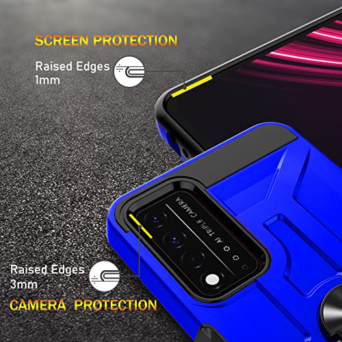 T-Mobile Revvl V+ 5G Cover, Revvl V+ 5G Case with [3X Tempered Glass Screen Protector], Built-in Ring Kickstand and Magnetic Car Mount Shockproof Dropproof Armor Case for TCL REVVL V+ 5G - Klein Blue