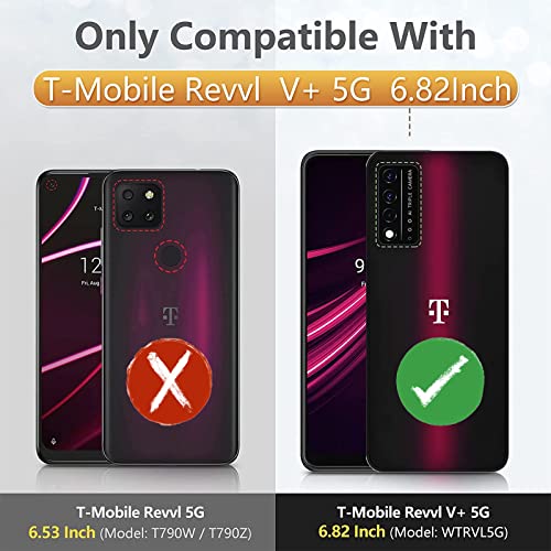 T-Mobile Revvl V+ 5G Cover, Revvl V+ 5G Case with [3X Tempered Glass Screen Protector], Built-in Ring Kickstand and Magnetic Car Mount Shockproof Dropproof Armor Case for TCL REVVL V+ 5G - Klein Blue