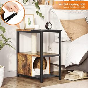 Modern Cat Tree Tower, Wooden Pet Furniture with Scratching Post Cute Cat Cave Condo House Soft Bed for Indoor Small Cats Kittens, Also a End Side Table Nightstand for Living Room Bedroom