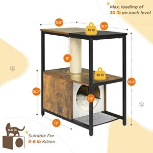 Modern Cat Tree Tower, Wooden Pet Furniture with Scratching Post Cute Cat Cave Condo House Soft Bed for Indoor Small Cats Kittens, Also a End Side Table Nightstand for Living Room Bedroom