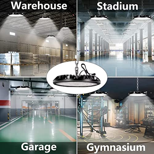 Royana 20 Pack 100W LED High Bay Light, 110V LED Shop Lights, 6000K 10000LM UFO Warehouse Light, with 5ft Cable US Plug, Hook Mount, Garage, Factory, Warehouse, Workshop, Area Light